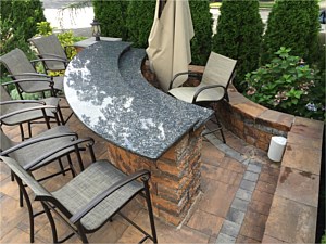 Curved Semi Round Nicolock 6 Colonial Wall Oyster Blend Dual Level Counter Bar BBQ Granite City Border Stone Ridge XL Patio